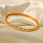 18K Gold Classic Simple Inlaid White Round Zircon Versatile Bracelet -  QH Clothing