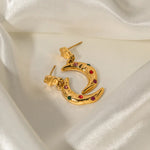 18K Gold Crescent Moon Zircon Drop Earrings -  QH Clothing