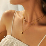 18K Gold Double Layer Fishtail Pendant Necklace - A Timeless Elegance -  QH Clothing