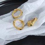 18K Gold Embossed Gemstone Versatile Ring -  QH Clothing