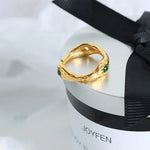 18K Gold Embossed Gemstone Versatile Ring -  QH Clothing