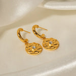 18K Gold Geometric Diamond Circle Earrings -  QH Clothing