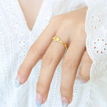 18K Gold Love Heart Hollow Design Ring - A Symbol of Romance and Elegance -  QH Clothing
