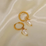 18K Gold Plated Stainless Steel Pearl Star Pendant Earrings -  QH Clothing