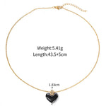 18K Gold Square Diamond and Heart Ceramic Pendant Necklace -  QH Clothing
