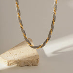 18K Gold Two-Tone Geometric Necklace: Trendy and Versatile -  QH Clothing