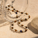 18k Gold Regal Pearl, Lapis Lazuli, and Tiger's Eye Beaded Necklace -  QH Clothing