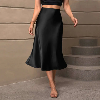 Autumn Winter Women Clothing Elegant Slimming Satin Skirt High Waist Sheath Mid Length Fishtail Skirt - Quality Home Clothing| Beauty