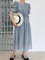 Puff Sleeve Dress Women Summer Gentle Drawstring Waist Tight Elegant High End - Quality Home Clothing| Beauty