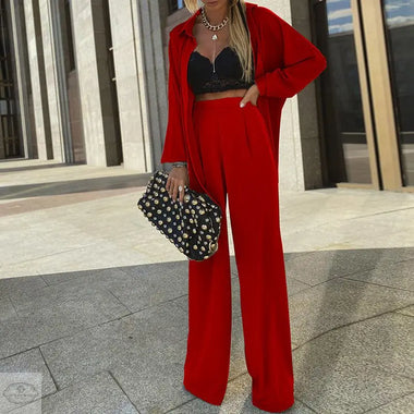 Early Autumn Sun Protection Shirt Casual Wide Leg Pants Two Piece Set - Quality Home Clothing| Beauty