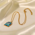 Elegant 18K Gold Plated Geometric Eye Necklace -  QH Clothing