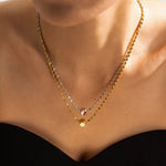 Elegant 18K Gold Square Pendant Necklace with Minimalist Bead Chain -  QH Clothing