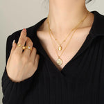 Elegant Opal Double Layer Necklace in 18K Gold Plating -  QH Clothing