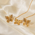 Exquisite 18K Gold Butterfly Pendant Necklace and Earring Set: Elegant and Timeless Beauty -  QH Clothing