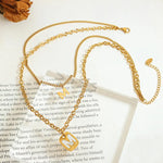 Exquisite 18K Gold Letter M Pendant Necklace - Timeless Elegance -  QH Clothing