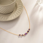 Exquisite 18K Gold Pendant Necklace with Purple Crystal - Retro Elegance and Feminine Beauty -  QH Clothing