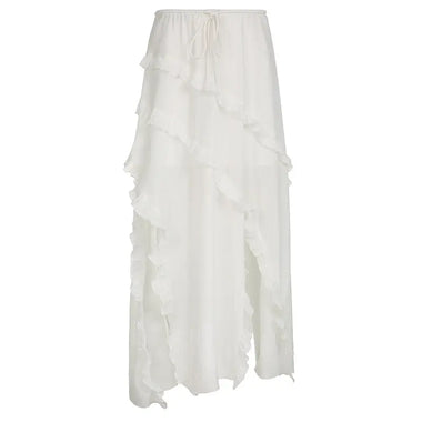 French Gentle Split Irregular Asymmetric Ruffled Thin Solid Color Skirt - Quality Home Clothing| Beauty
