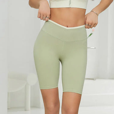 High Waist Shaping Lounge Pants Sports Running Women Five Point Shorts Contrast Color Yoga Workout Clothes - Quality Home Clothing| Beauty