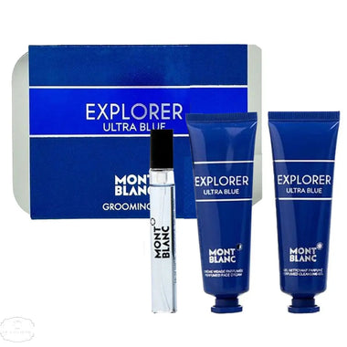 Mont Blanc Explorer Ultra Blue Gift Set 7.5ml EDP Spray + 30ml Face Cream + 30ml Cleansing Gel - QH Clothing