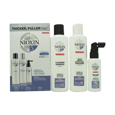 Nioxin 3 Part System No.5 Presentset 3 Delar - Chemically Treated Hair with Light Thinning (1 x 150ml Cleanser Schampo1 x 150ml Scalp Therapy Revitalising Balsam1 x 50ml Hårbotten & Hår Treatment) - Quality Home Clothing| Beauty