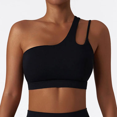 Oblique One Shoulder Shockproof Yoga Bra Cloud Sense Beauty Back Exercise Underwear Irregular Asymmetric Shoulder Strap Running  Vest Top - Quality Home Clothing| Beauty