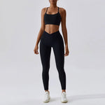 Criss Cross Nude Feel Yoga Clothes Women Hip Lift Quick Drying Breathable Skinny Running Suit Sports Back Shaping Workout Clothes - Quality Home Clothing| Beauty