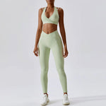Criss Cross Nude Feel Yoga Clothes Women Hip Lift Quick Drying Breathable Skinny Running Suit Sports Back Shaping Workout Clothes - Quality Home Clothing| Beauty