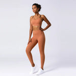 Nude Feel Yoga Suit Women High Waist No Embarrassment Line Yoga Fitness Suit Running Sports Suit - Quality Home Clothing| Beauty