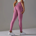 Seamless Knitted Peach Hip Solid Color Jacquard High Waist Belly Contracting Yoga Pants Sports Running Fitness Pants - Quality Home Clothing| Beauty