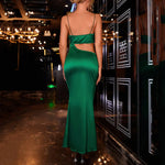 Sexy Satin Dress Women  Hollow Out Cutout Backless Fishtail Sheath Dress Cami Dress - Quality Home Clothing| Beauty