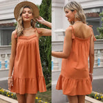 Summer Solid Color Stitching Lace Lace-up Tassel Cami Babydoll Dress for Women - Quality Home Clothing| Beauty