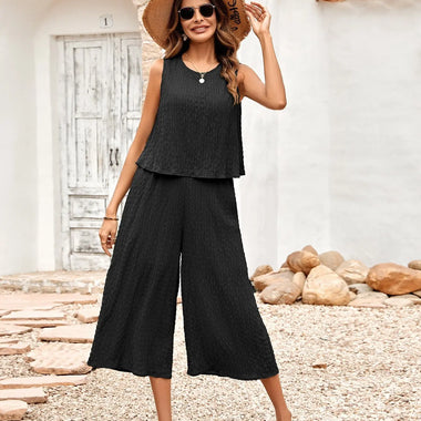 Spring Summer Women Clothing Solid Color Casual Loose Sleeveless Women Jumpsuit - Quality Home Clothing| Beauty