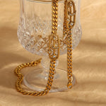 18K Gold Simple Retro Diamond Heart/Star Design Punk Bracelet Necklace Set -  QH Clothing
