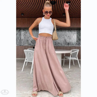 Summer Elastic Waist Casual Wide Leg Pants for Women - Quality Home Clothing| Beauty