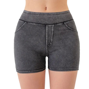 Summer High Waist Hip Lift Yoga Denim Shorts Women Stretchy Slim Fit Belly Contracting Sports Outerwear Fitness Shorts - Quality Home Clothing| Beauty