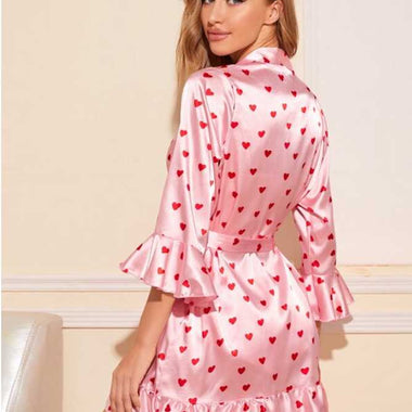 Summer Sexy Pajamas Home Wear Striped Robe Artificial Silk Leopard Printing Bathrobe Outerwear Gown Three-Point Suit - Quality Home Clothing| Beauty