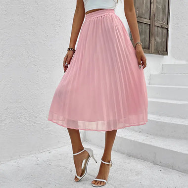 Summer Skirt Solid Color Chiffon Pleated Skirt - Quality Home Clothing| Beauty