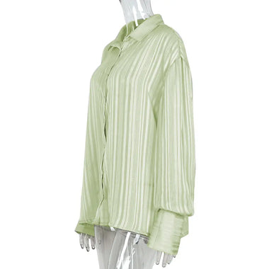 Supply Hollow Out Cutout Loose Cardigan Shirt Collar Sheer Long Sleeve Women Shirt - Quality Home Clothing| Beauty