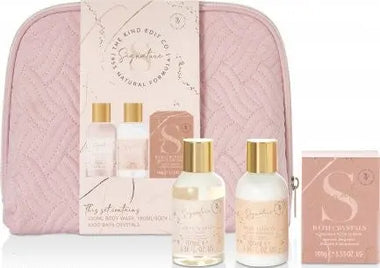 The Kind Edit Co. Signature Cosmetic Bag Gift Set 100ml Body Wash + 100ml Body Lotion + 100g Bath Crystals + Bag - QH Clothing