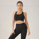 Seamless Knitted Sexy Sports Vest High Waist Hip Lift Trousers Yoga Suit Shock-Absorbing Bra Two-Piece Set - Quality Home Clothing| Beauty