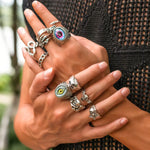 Unique Statement Ring Set: Devil's Eye, Skull, Star, Claw, and Irregular Designs -  QH Clothing