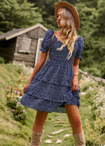 Women French Romantic Dress Spring Summer Short Sleeve Tiered Dress - Quality Home Clothing| Beauty