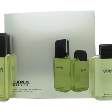 Antonio Puig Quorum Silver Presentset 100ml EDT + 100ml Aftershave - Quality Home Clothing| Beauty